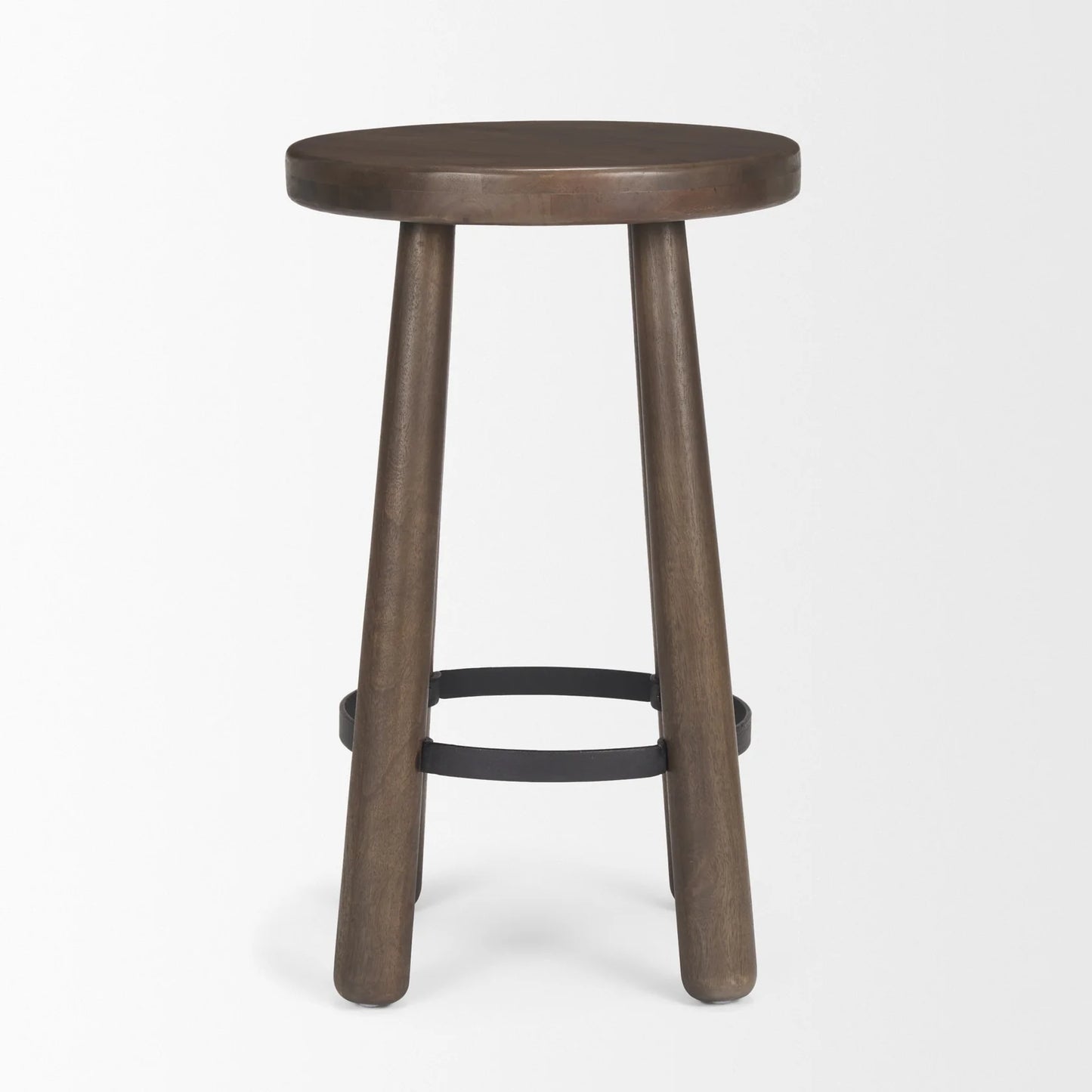 Weldon Dark Brown Mango Wood Counter Stool - Rustic Elegance with Sturdy Craftsmanship