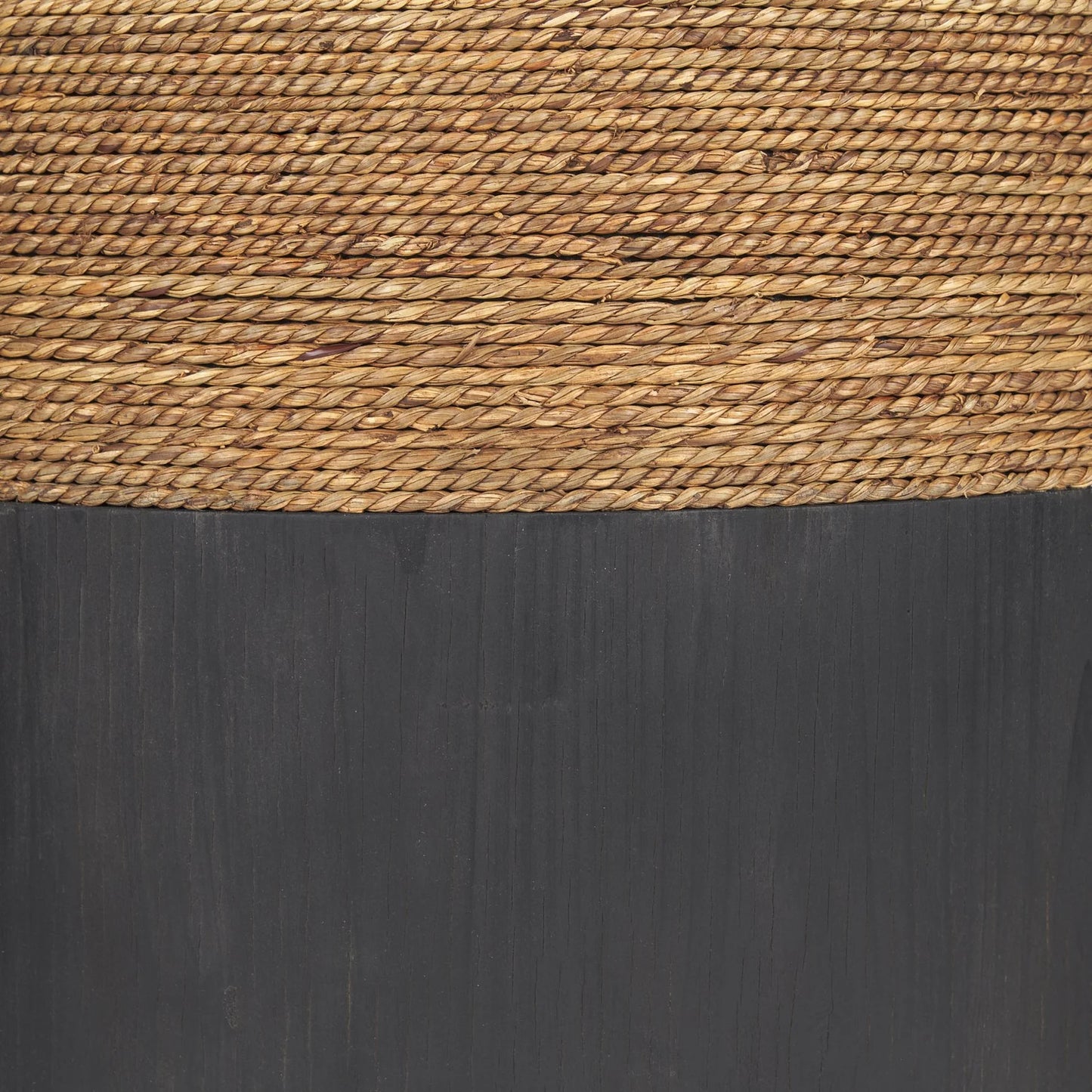Wenopa Stylish Matte Black Wood Accent Tables with Natural Jute Top – Chic and Functional Home Decor for Modern Spaces