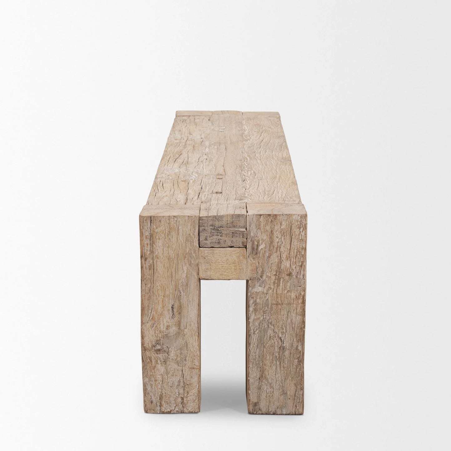 McArthur Reclaimed Wood Bench with Subtle Blush Undertones and Elegant Whitewash Finish for Home Decor