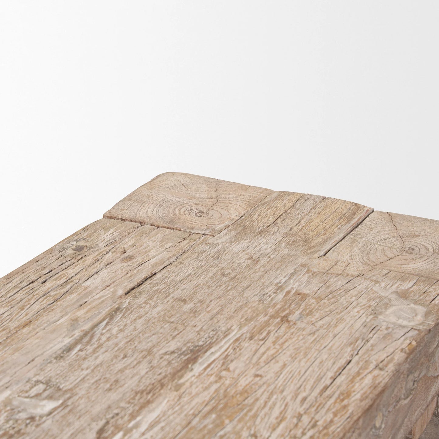 McArthur Reclaimed Wood Bench with Subtle Blush Undertones and Elegant Whitewash Finish for Home Decor