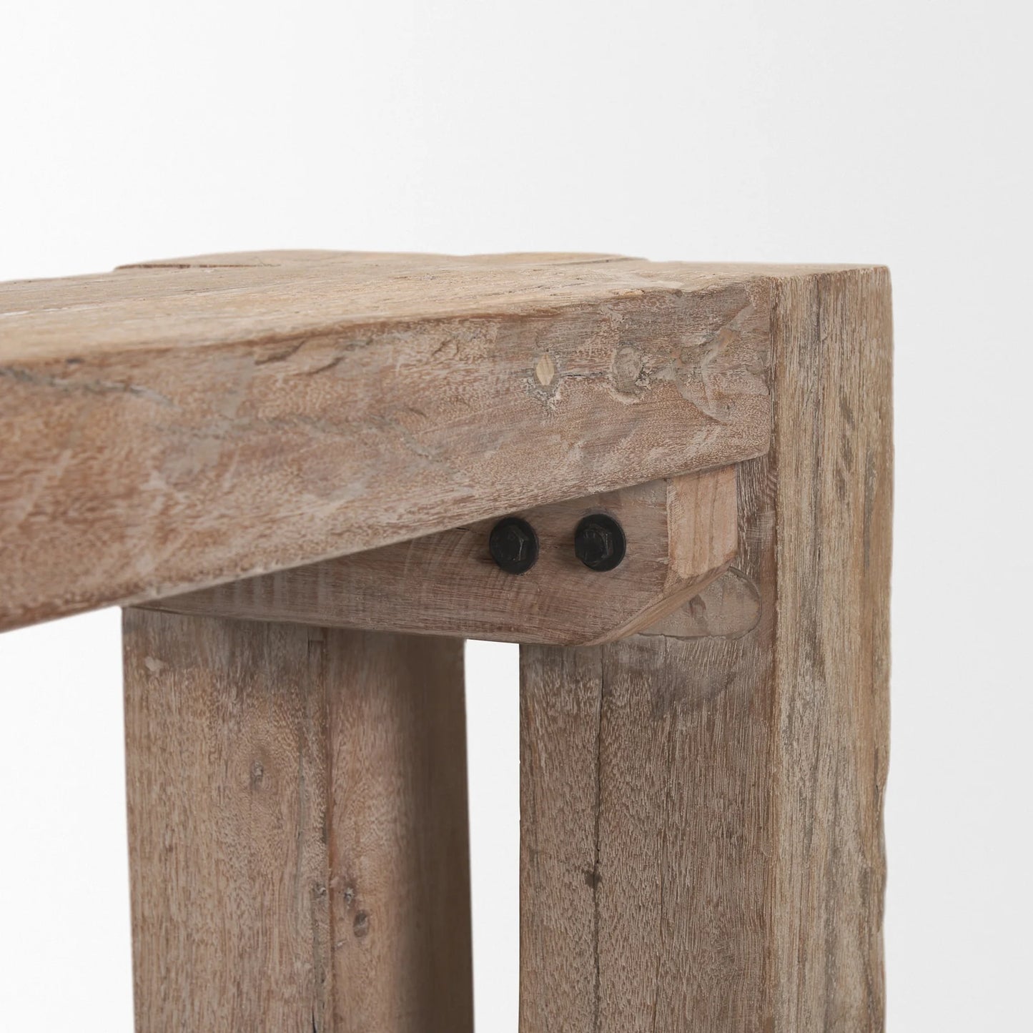 McArthur Reclaimed Wood Bench with Subtle Blush Undertones and Elegant Whitewash Finish for Home Decor