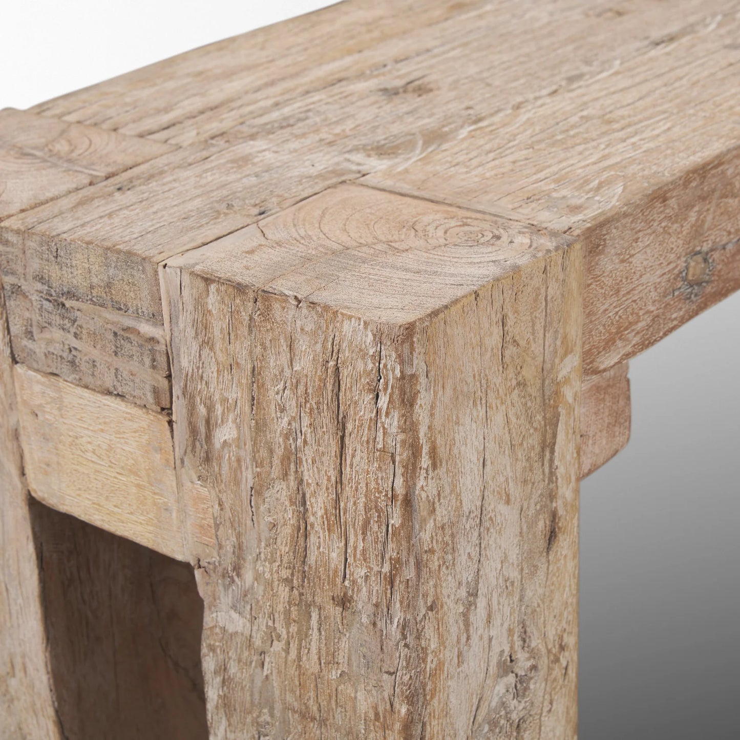 McArthur Reclaimed Wood Bench with Subtle Blush Undertones and Elegant Whitewash Finish for Home Decor