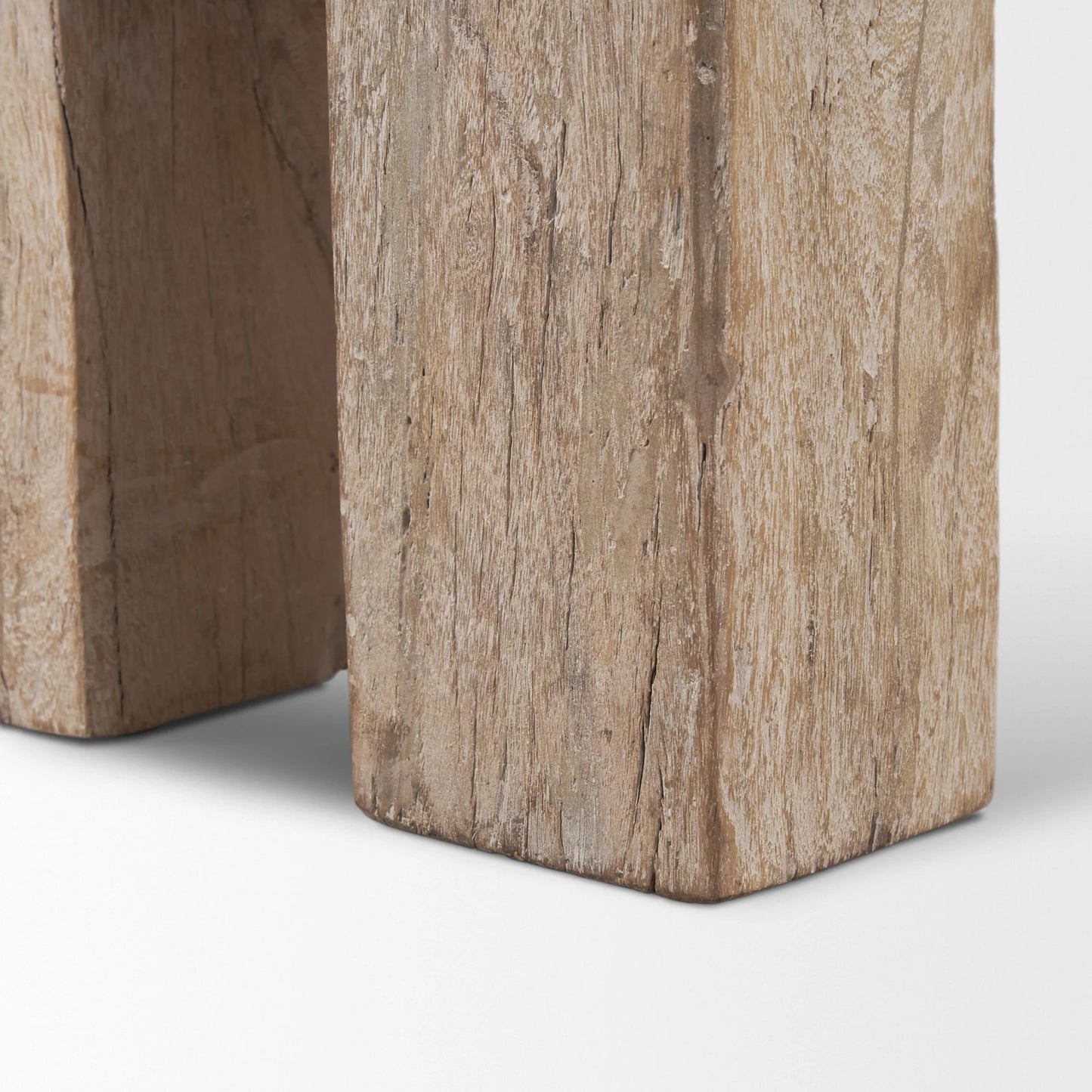 McArthur Reclaimed Wood Bench with Subtle Blush Undertones and Elegant Whitewash Finish for Home Decor