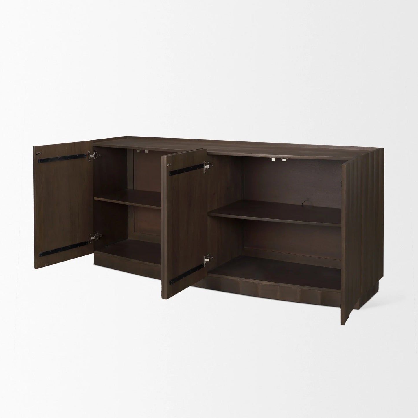 Swanson Dark Brown Mango Wood Sideboard with Scalloped Doors β Stylish Storage for Any Room