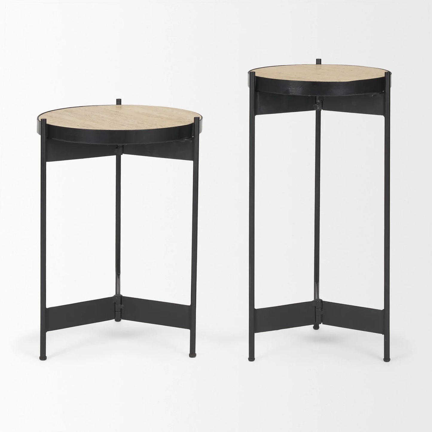 Wade Travertine Marble End Tables – Elegant and Durable Accent Pieces for Contemporary Living Rooms