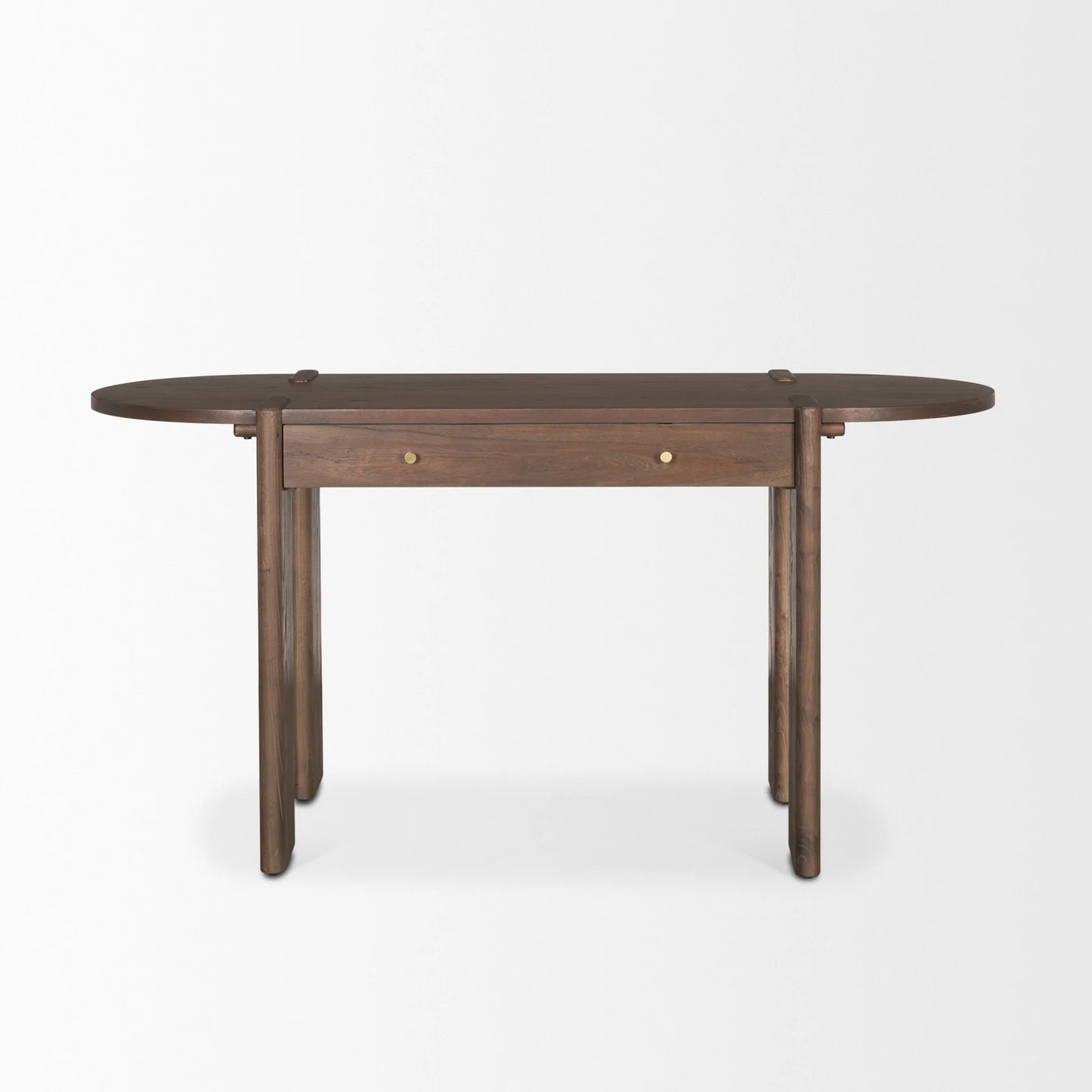 Sohan Elegant Dark Brown Elm Wood Oblong Desk with Oval Top – A Stylish and Functional Addition to Your Home Office