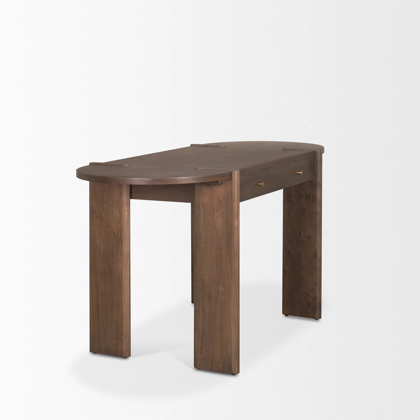 Sohan Elegant Dark Brown Elm Wood Oblong Desk with Oval Top – A Stylish and Functional Addition to Your Home Office