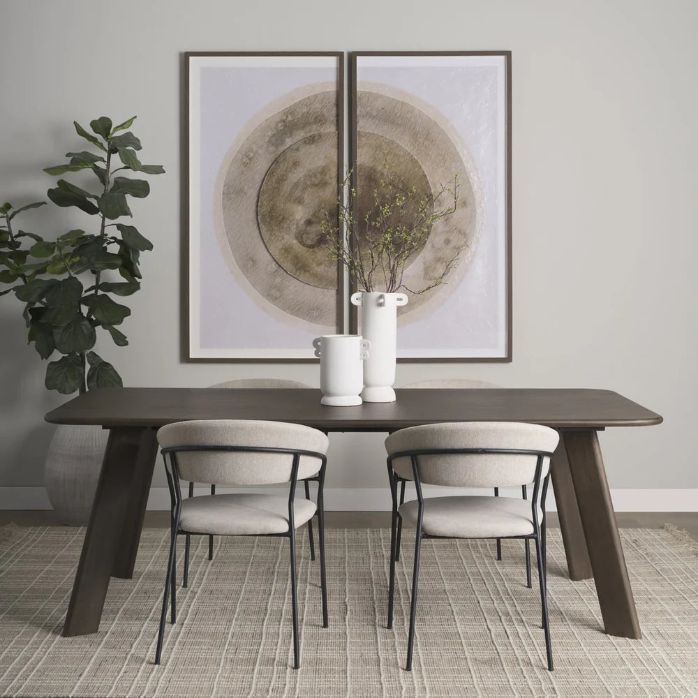 Welborn Dining Table – Solid Mango Wood with a Rich Dark Brown Finish, Featuring a Minimalist Design for Modern Homes