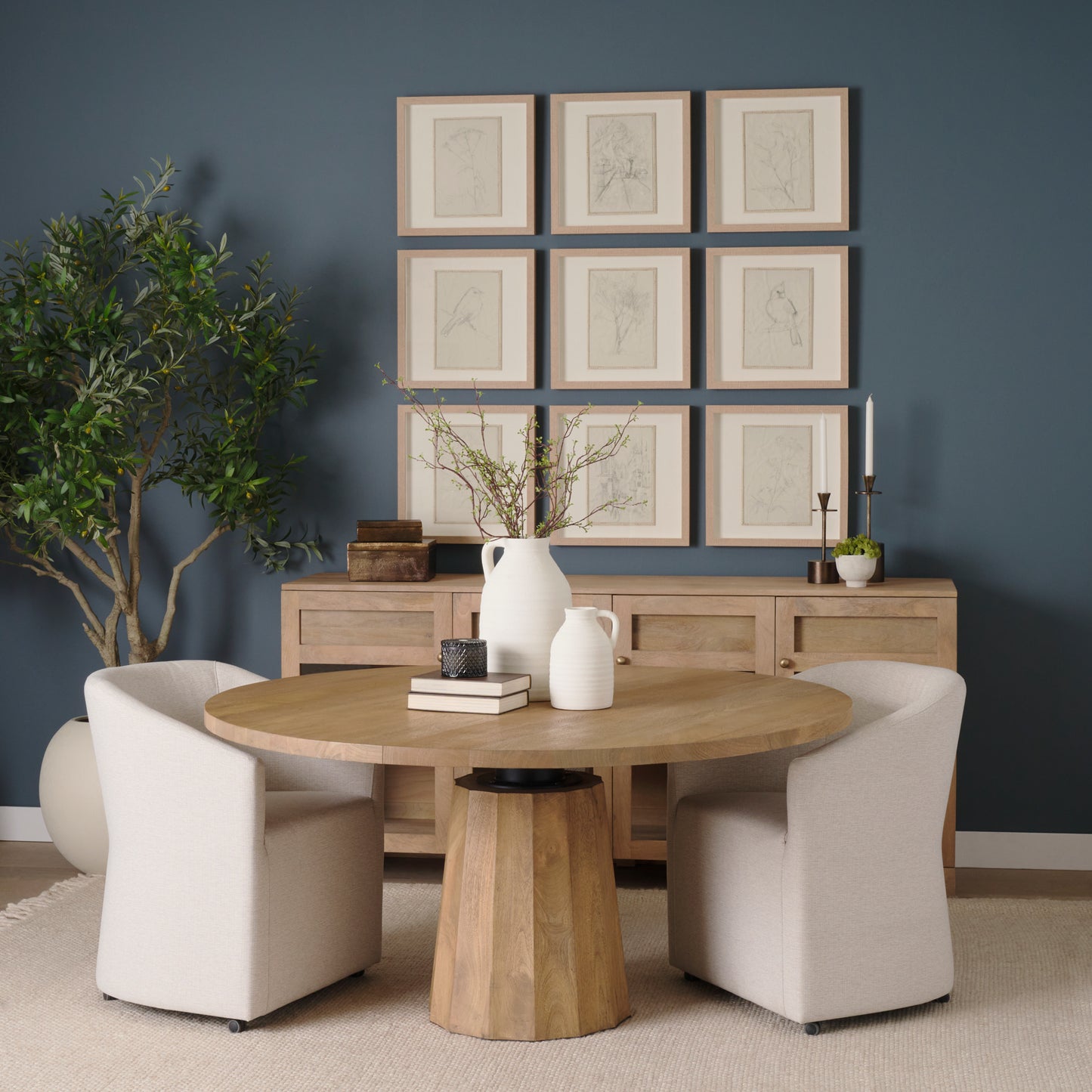 Sorina Reverse Fluted Light Brown Wood Sideboard - Elegant and Modern Storage Solution