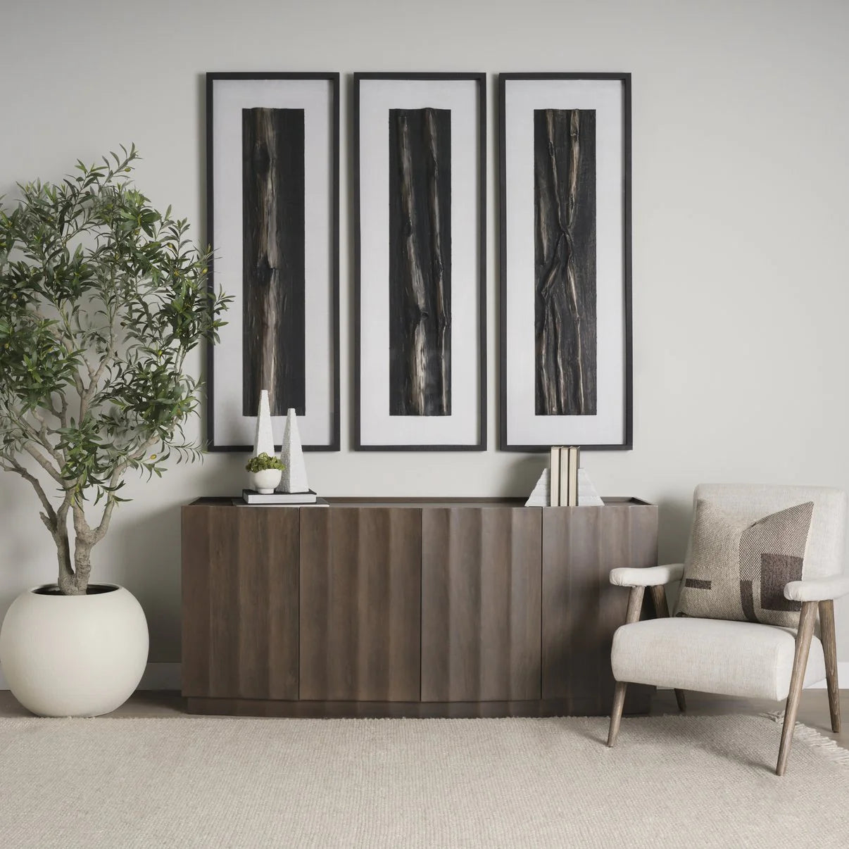 Swanson Dark Brown Mango Wood Sideboard with Scalloped Doors β Stylish Storage for Any Room