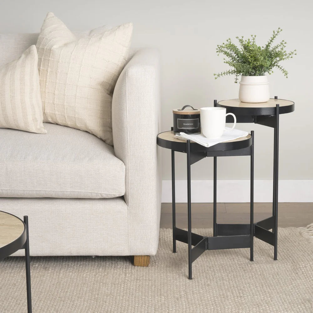 Wade Travertine Marble End Tables – Elegant and Durable Accent Pieces for Contemporary Living Rooms