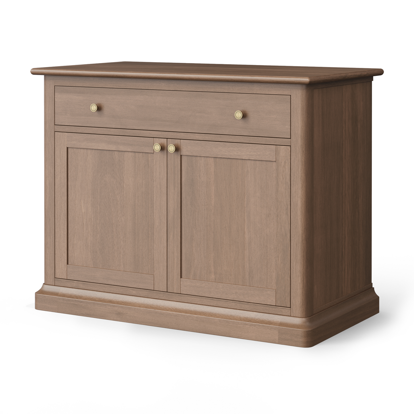 Braxton Dark Brown Solid Wood Accent Cabinet with Antique Brass Knobs - Stylish 1 Drawer, 2 Door Design