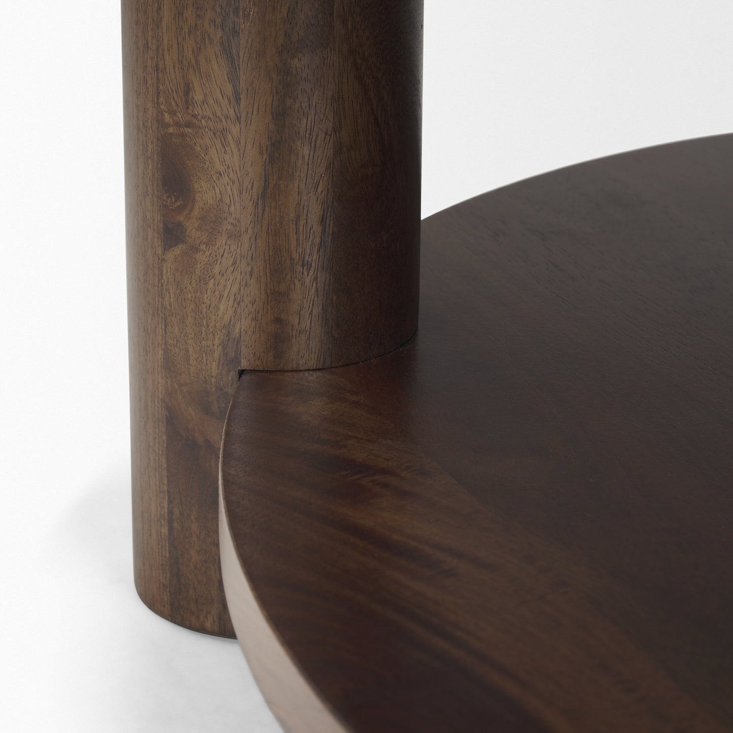 Jovia Brown Mango Wood Coffee Table with Cappuccino Marble Round Top - Elegant and Sophisticated Living Room Accent