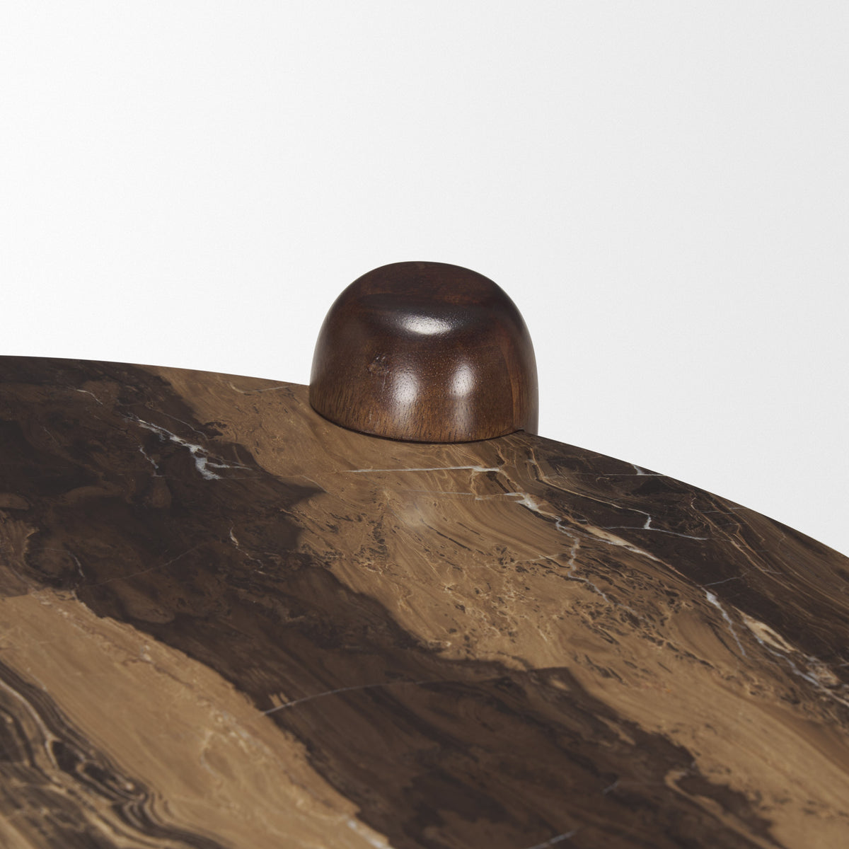 Jovia Brown Mango Wood with Cappuccino Marble Round Side Table