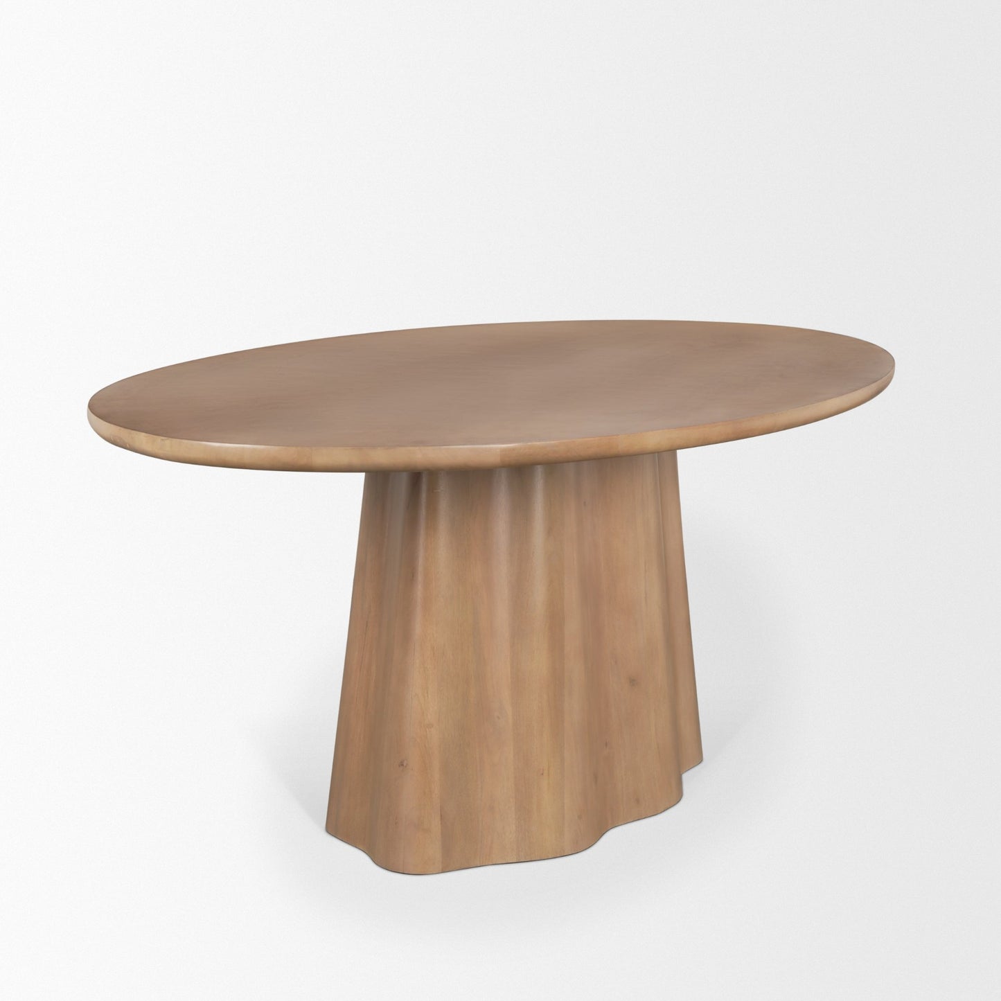 Jovani 94" Solid Light Brown Mango Wood Oval Dining Table for a Spacious and Elegant Dining Experience