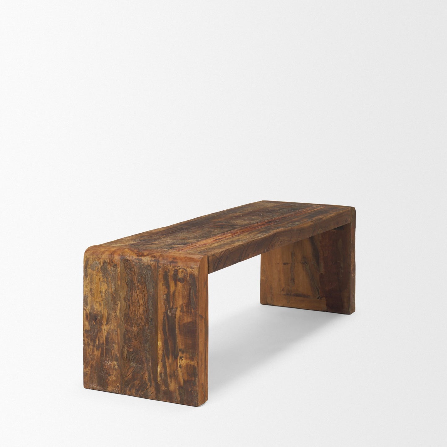 Estelle Reclaimed Wood Bench – Rustic Brown Finish for Entryway or Dining