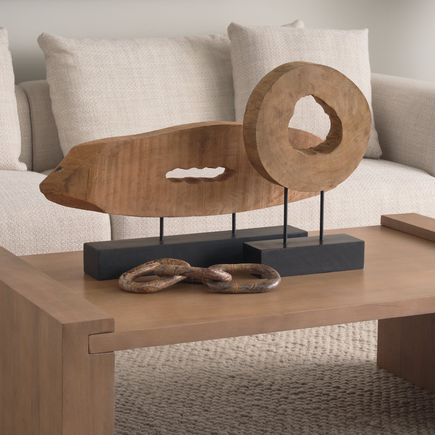 Wesson Light Brown Wood Rectangular Coffee Table - Simple and Elegant Living Room Accent