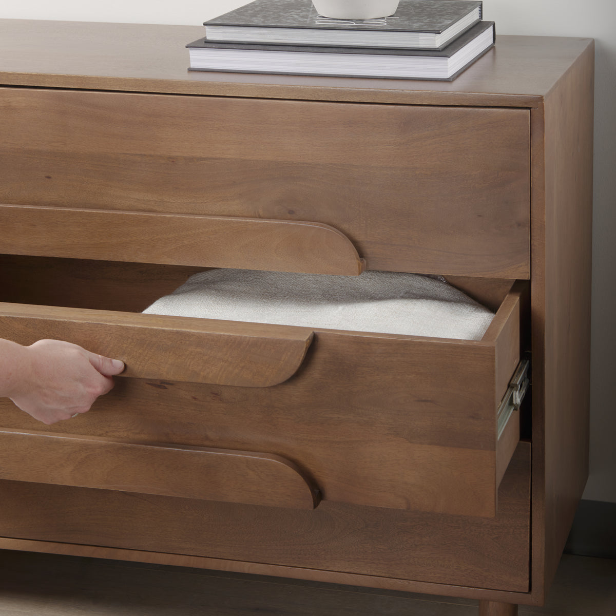 Astrid Medium Brown Solid Wood 3 Drawer Cabinet