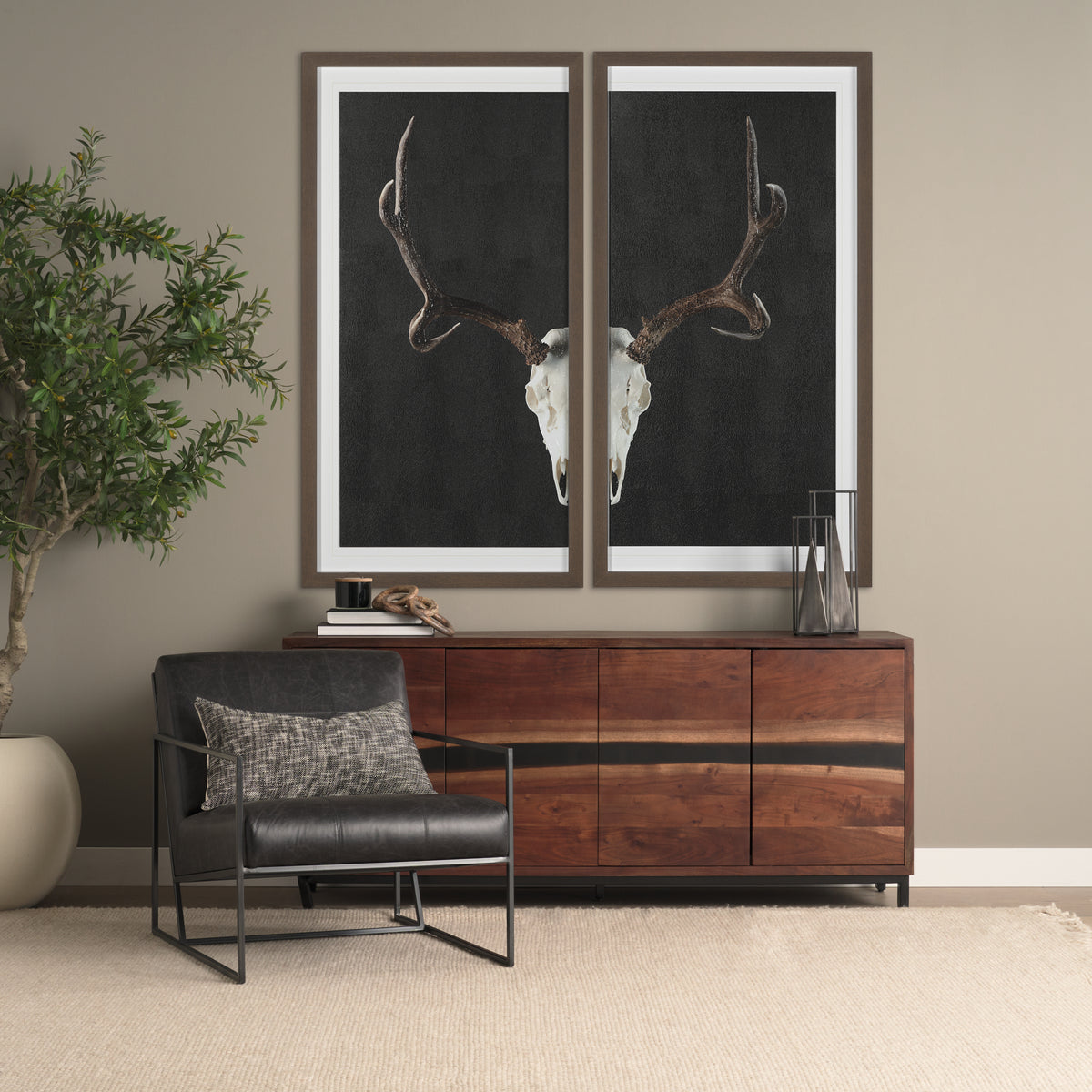 Stratton Gunmetal Genuine Aged Black Leather Upholstered Accent Chair
