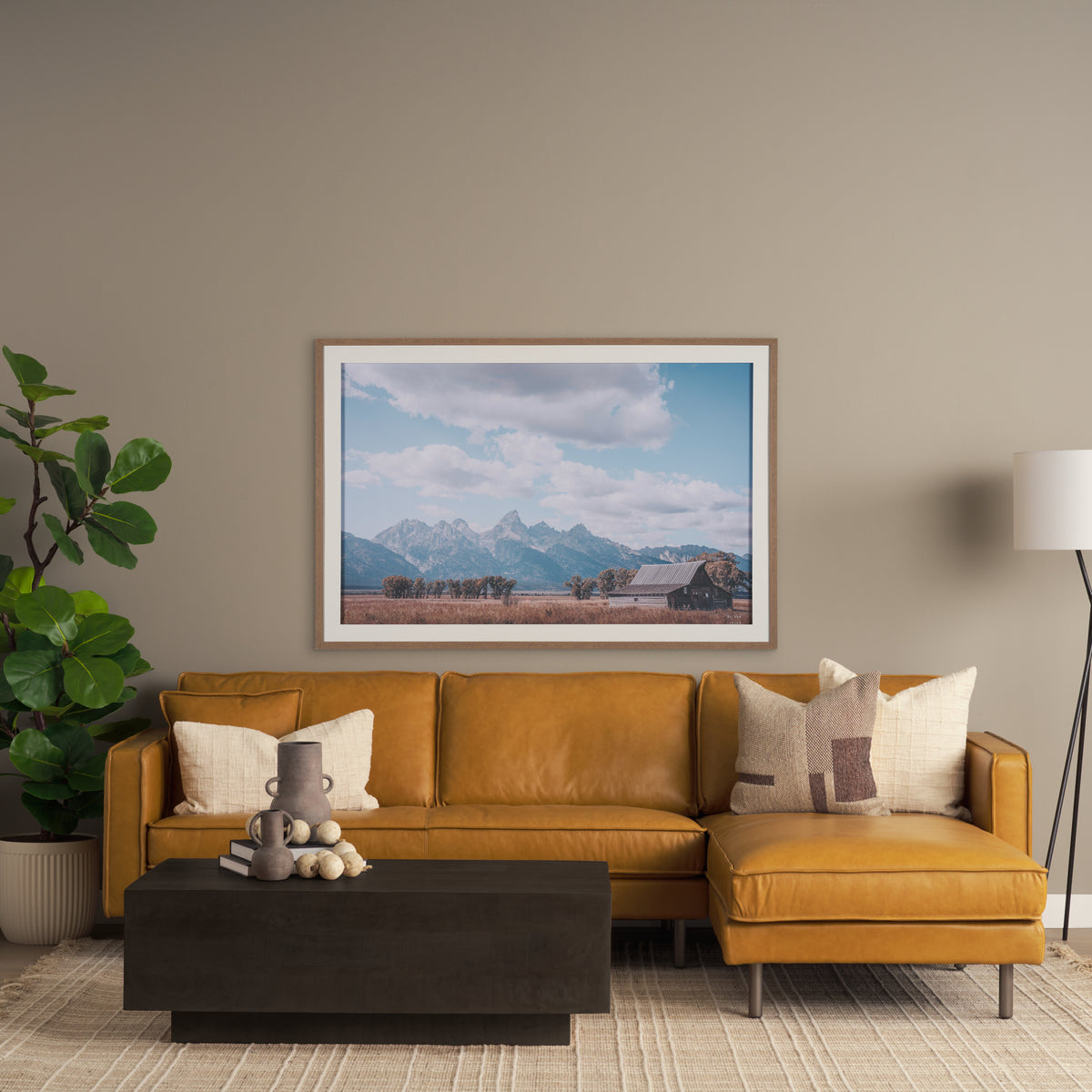 Darcy Tan Leather Chaise Sectional