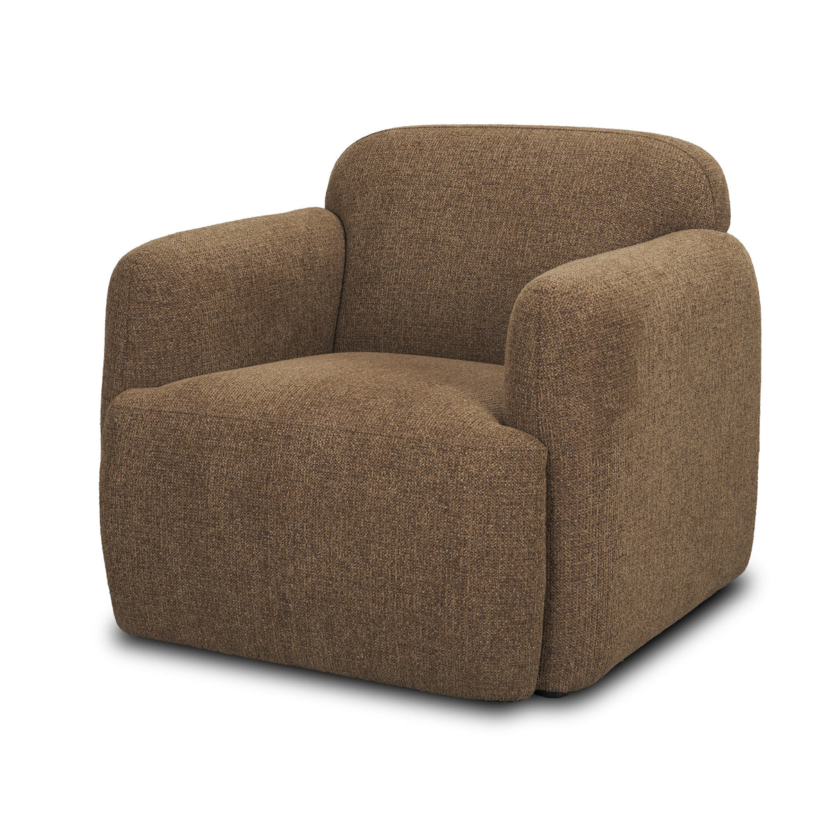 Saga Textured Brown Plush Fabric Upholstered Chair