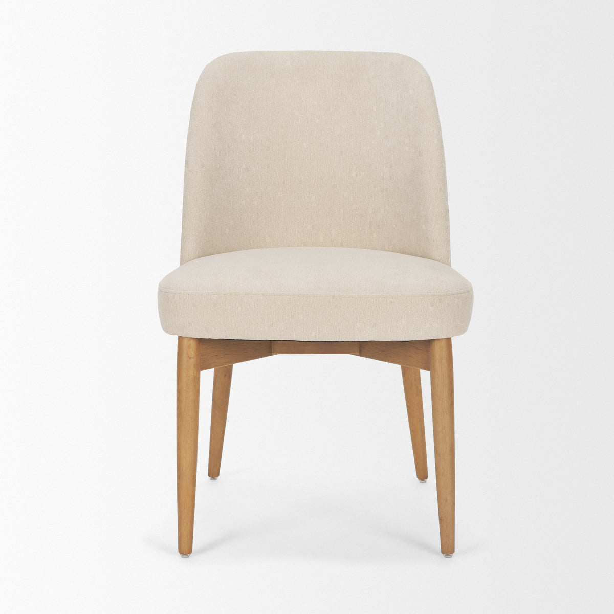 Abbie Curved Back Oatmeal Fabric Dining Side Chair - Set of 2