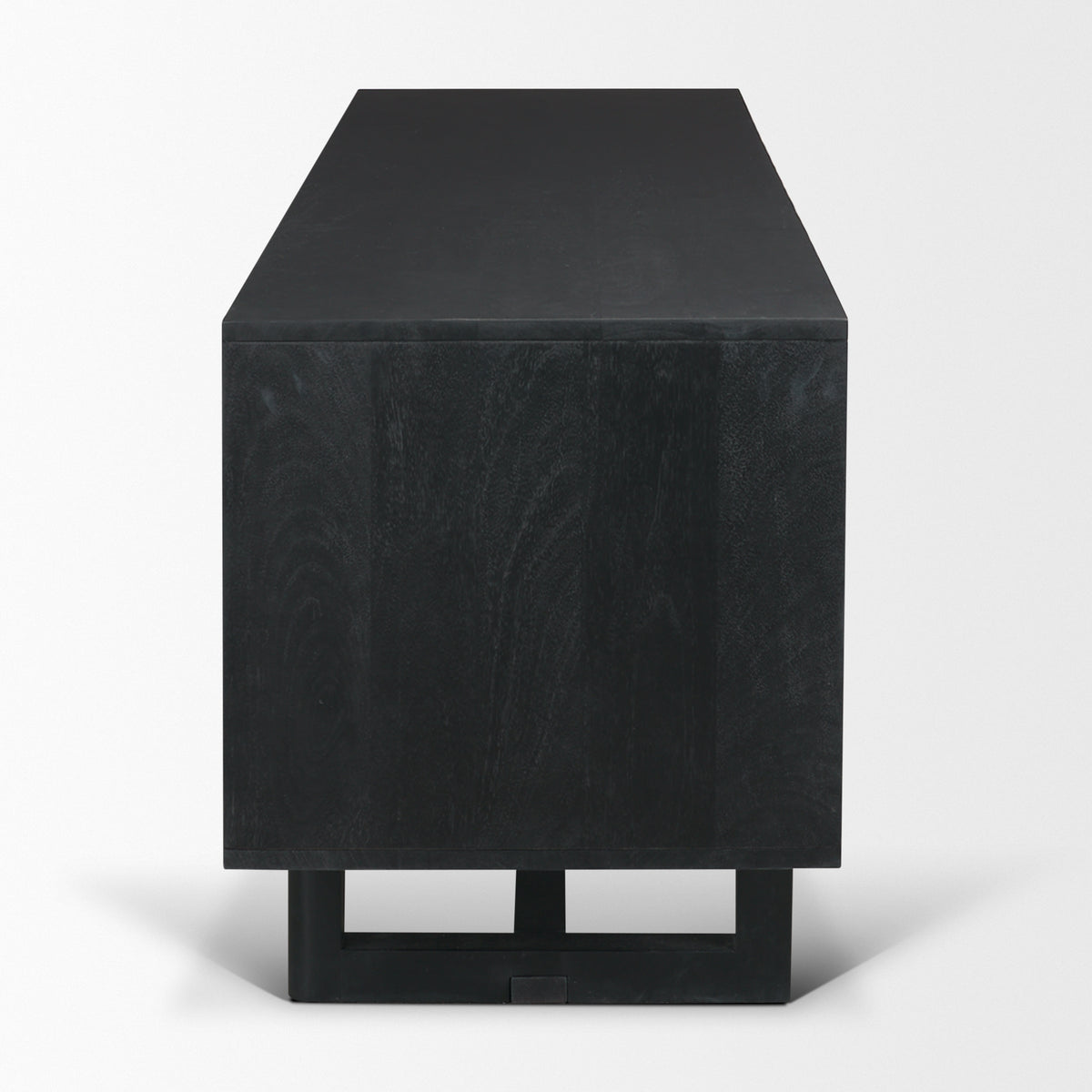 Grier 65 Inch Black Solid Wood and Cane Media Console