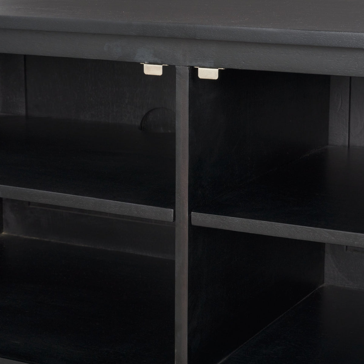 Grier 65 Inch Black Solid Wood and Cane Media Console