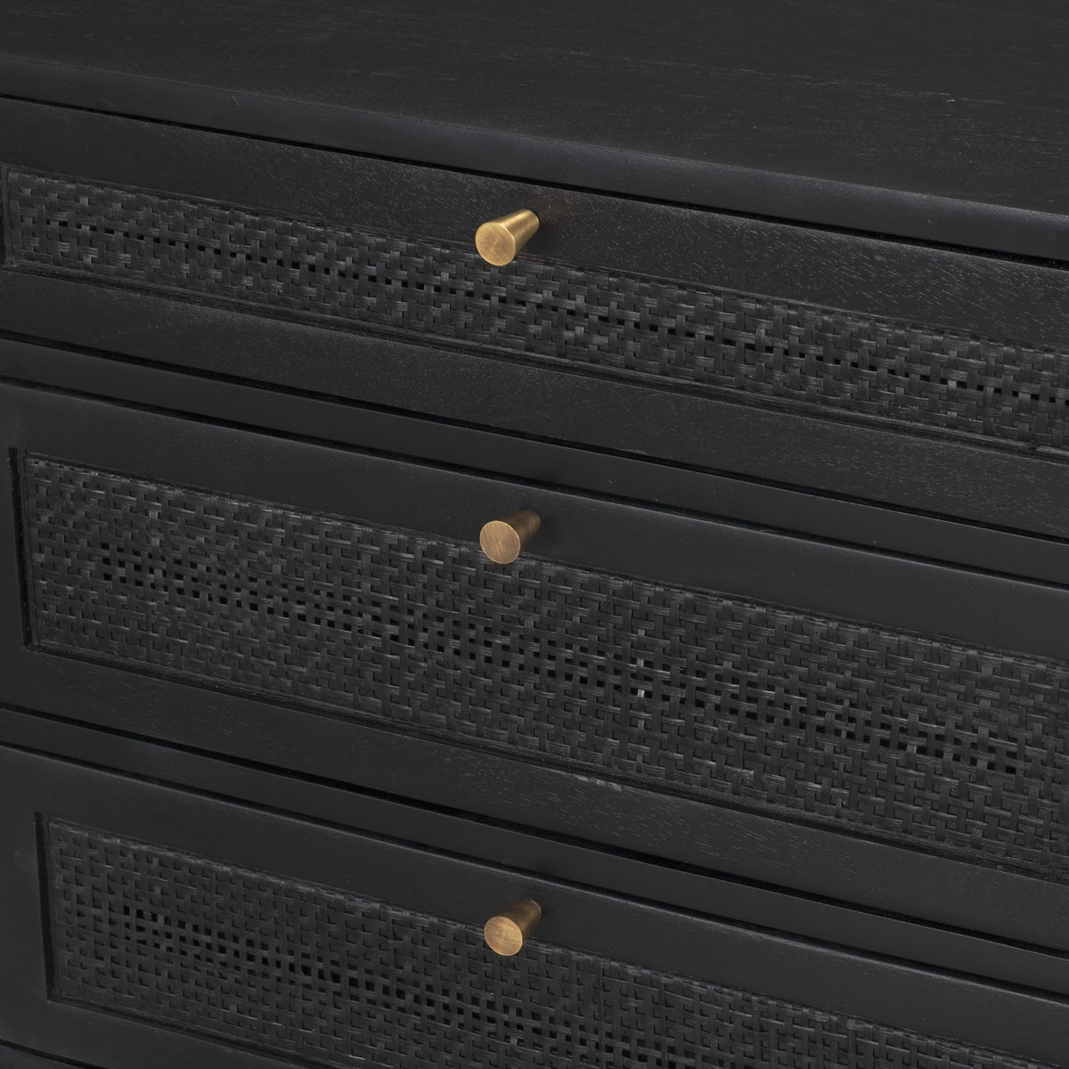 Grier 60 Inch Black Solid Wood and Cane Office Desk