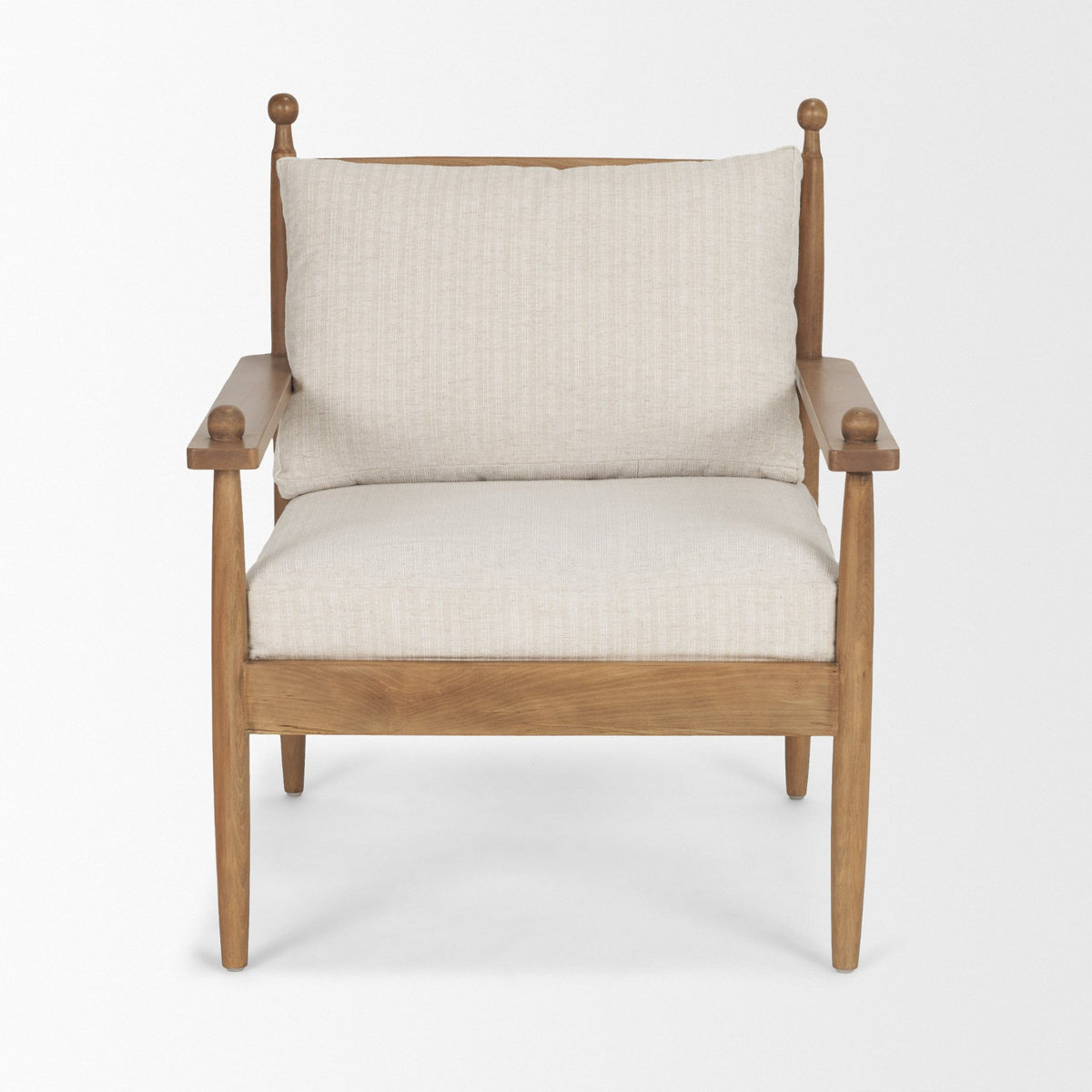 Danni Beige Fabric Beech Wood Framed Accent Lounge Chair