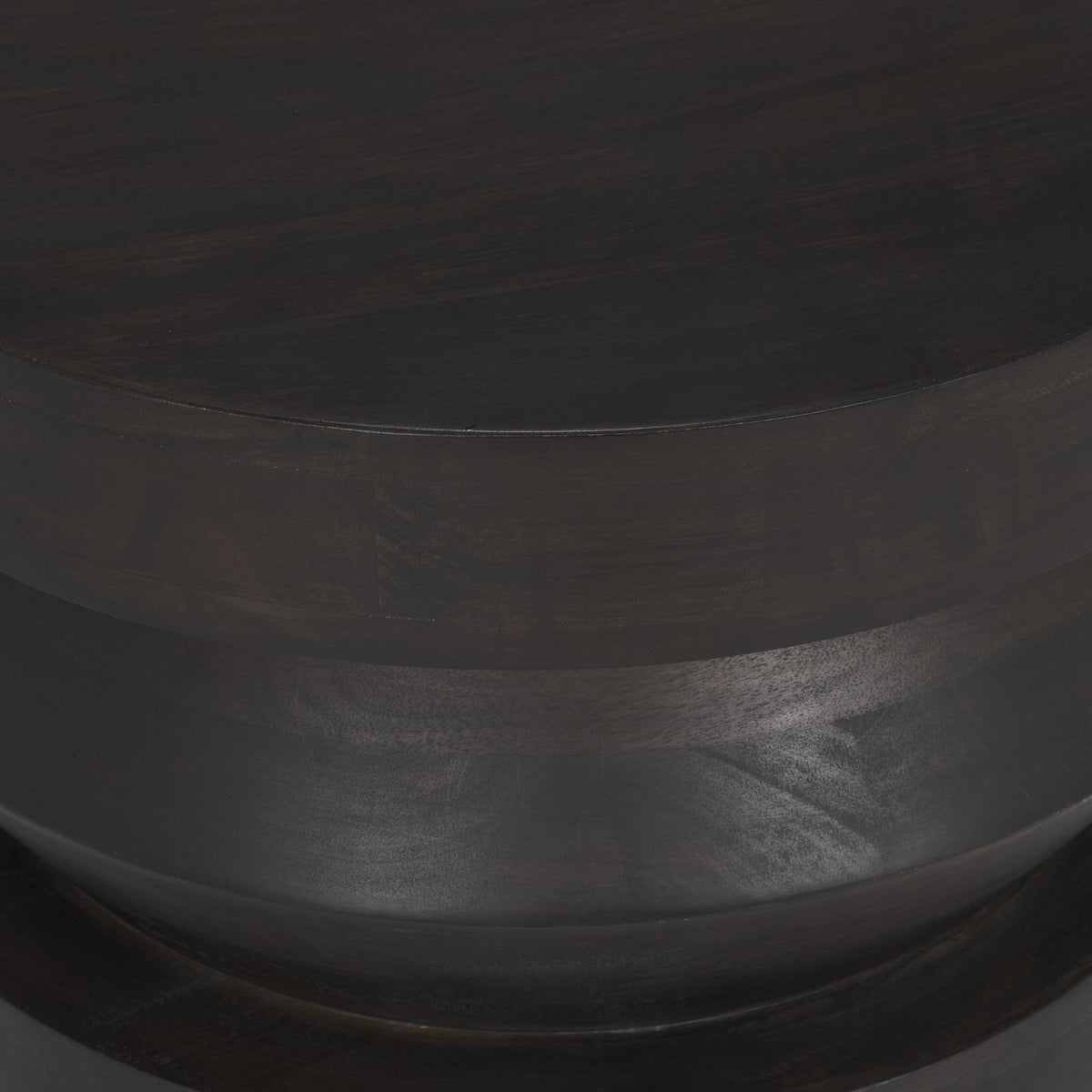 Rashama Dark Brown Wood Stacked Geometric Round Accent Table