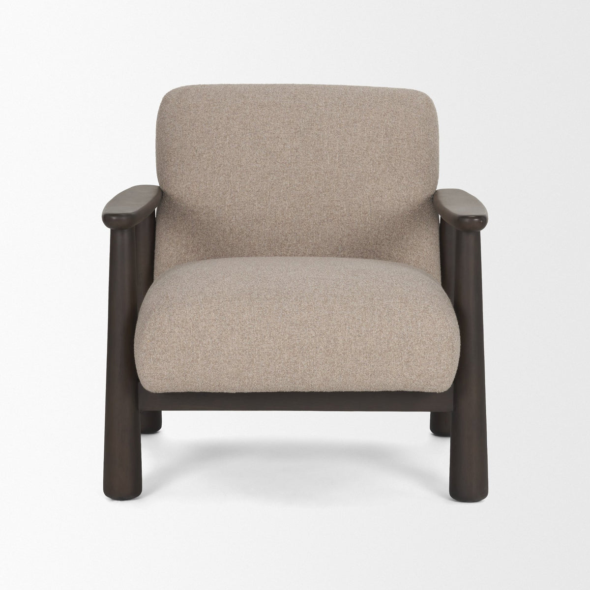 Willmar Textured Mushroom Gray Fabric Espresso Brown Wood Accent Lounge Chair