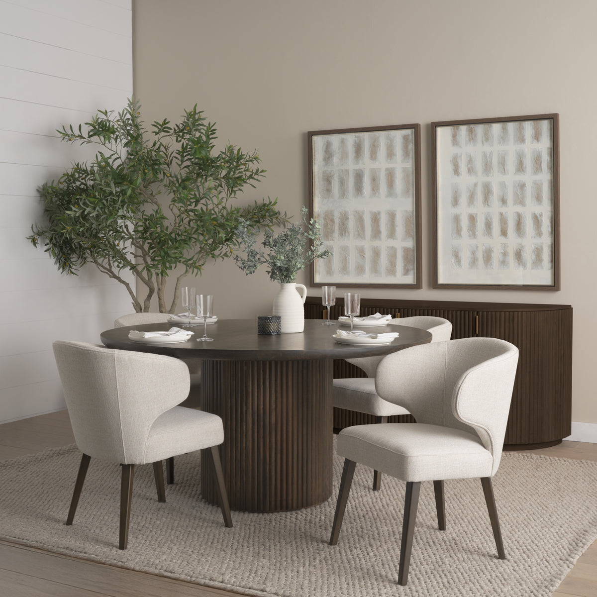 Terra Fluted Dining Table with Niles Chairs and Terra Sideboard