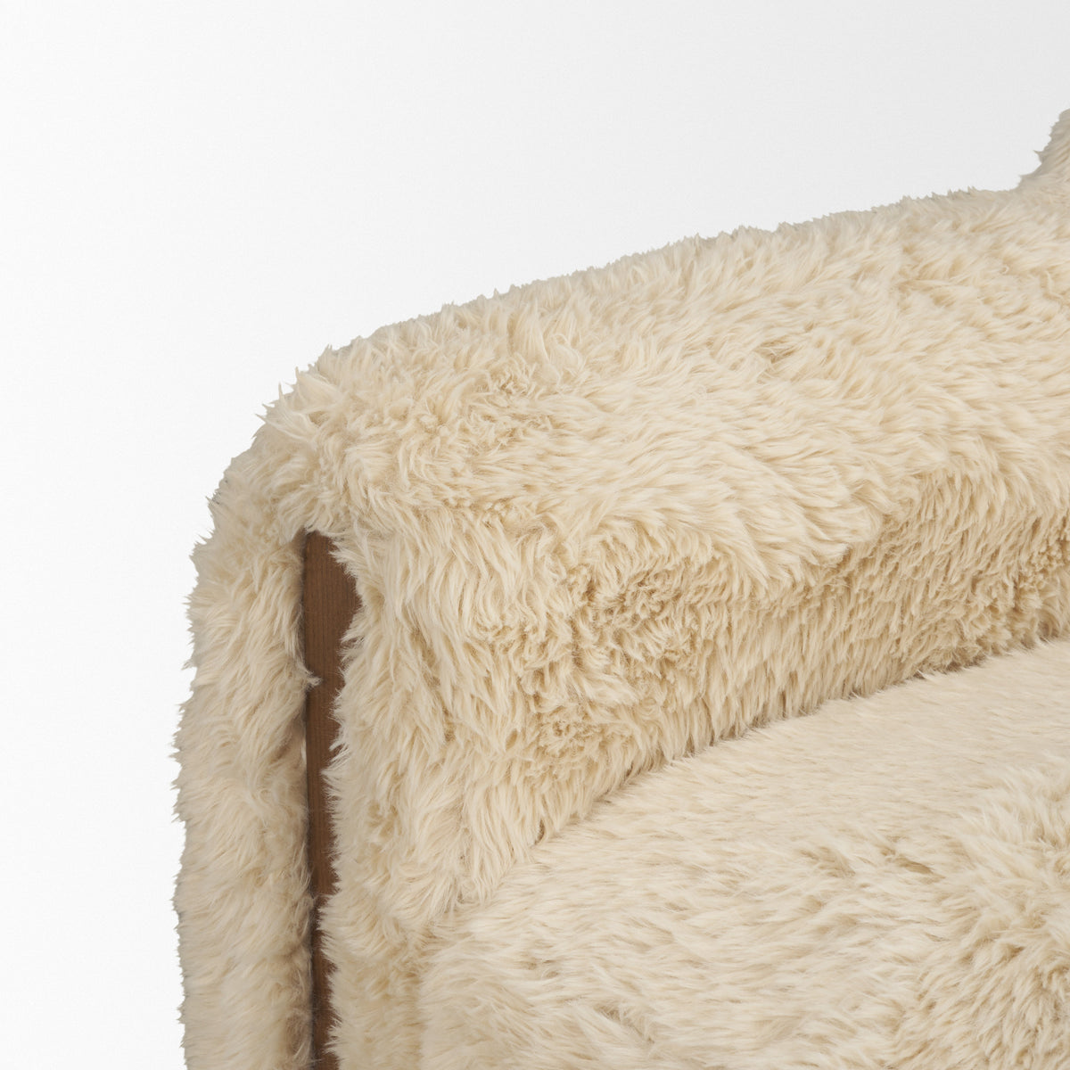 Huntley Cream Faux Fur Fabric Swivel Accent Chair