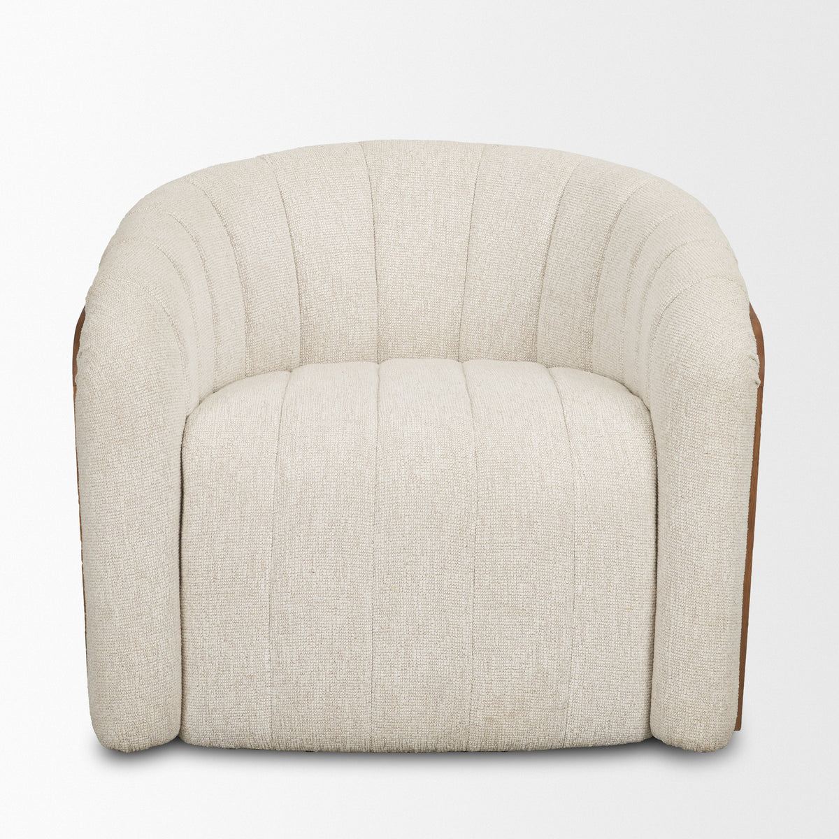 Fonda Cream Fabric w/ Natural Jute Swivel Accent Chair