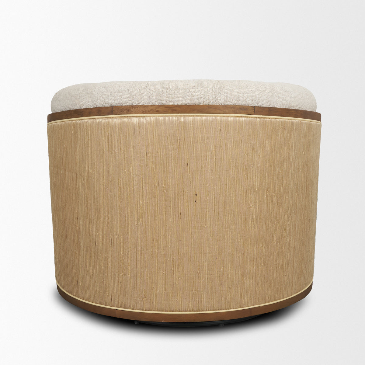 Fonda Cream Fabric w/ Natural Jute Swivel Accent Chair