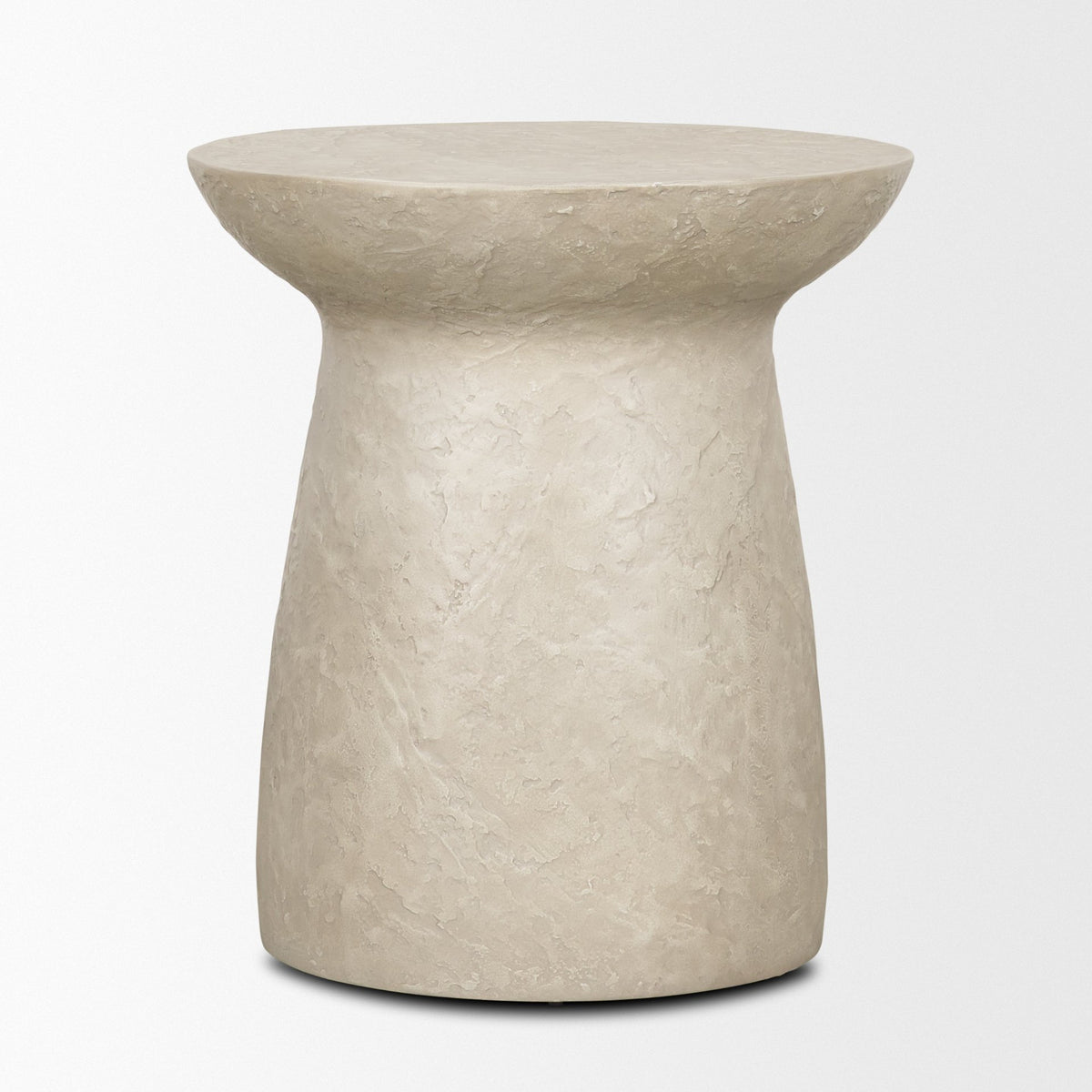 Mesa Round Stone Finish Pillar Accent Table