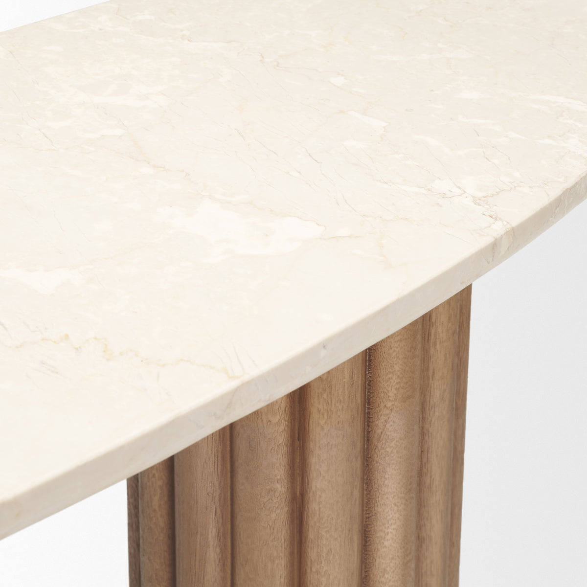 Marbrello Botticino Marble Top Light Brown Fluted Wood Console