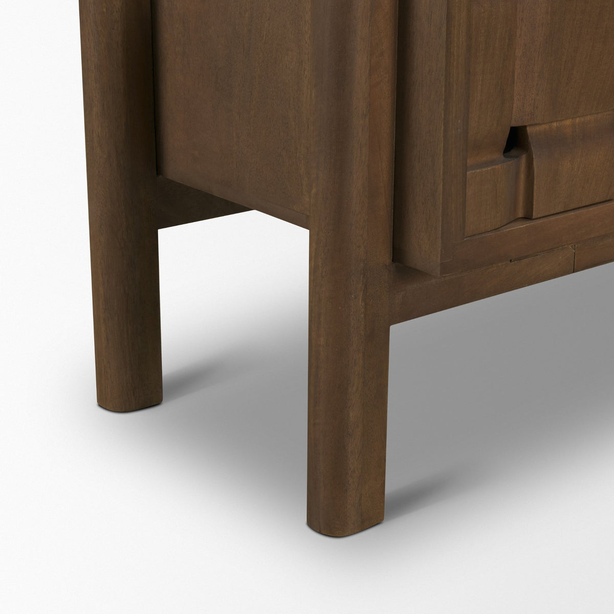 Trellyn Dark Brown Solid Wood 4‑Door Carved Sideboard