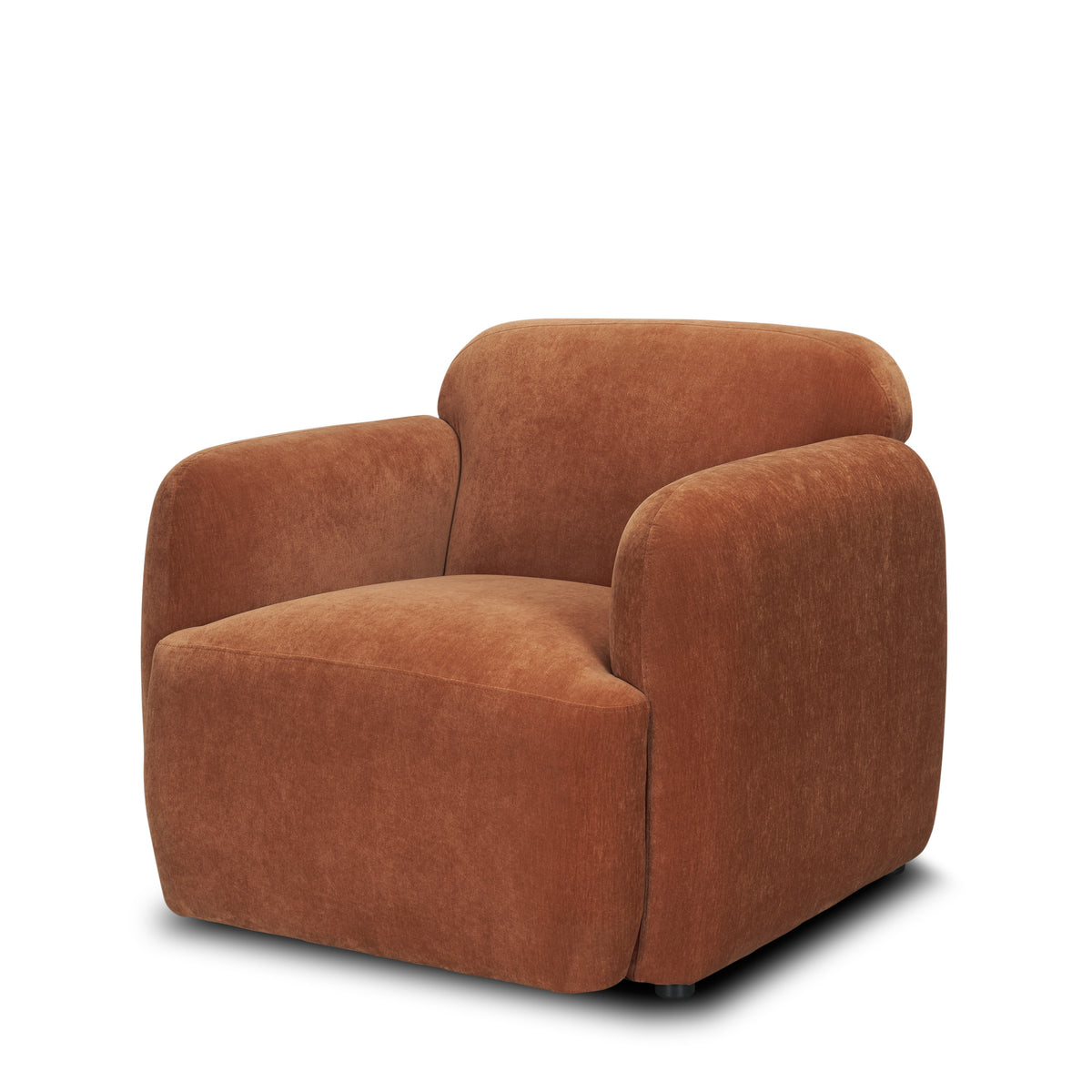 Saga Textured Brown Plush Fabric Upholstered Chair