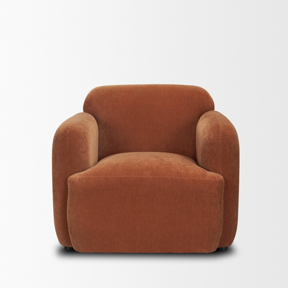 Saga Textured Brown Plush Fabric Upholstered Chair