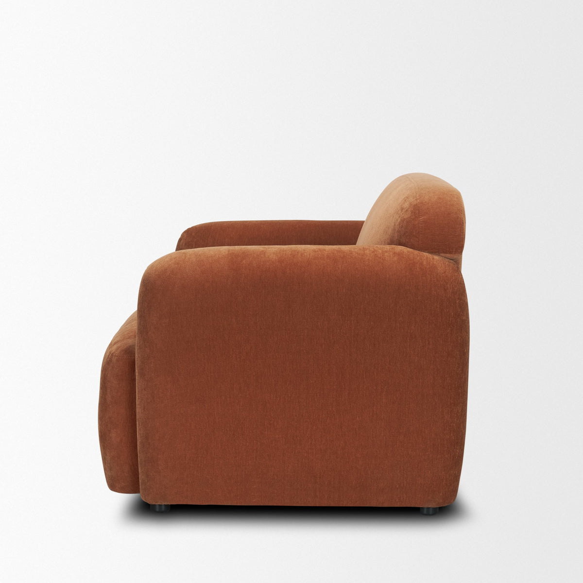 Saga Textured Brown Plush Fabric Upholstered Chair