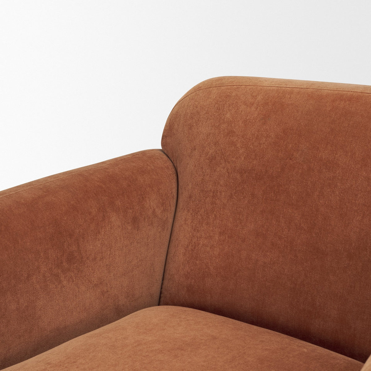 Saga Textured Brown Plush Fabric Upholstered Chair