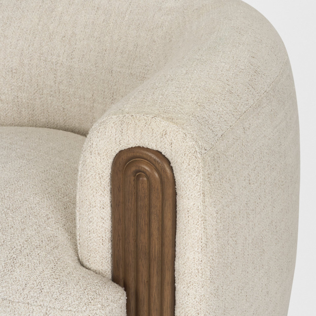 Kornelia Soft Oatmeal Fabric Barrel Accent Chair