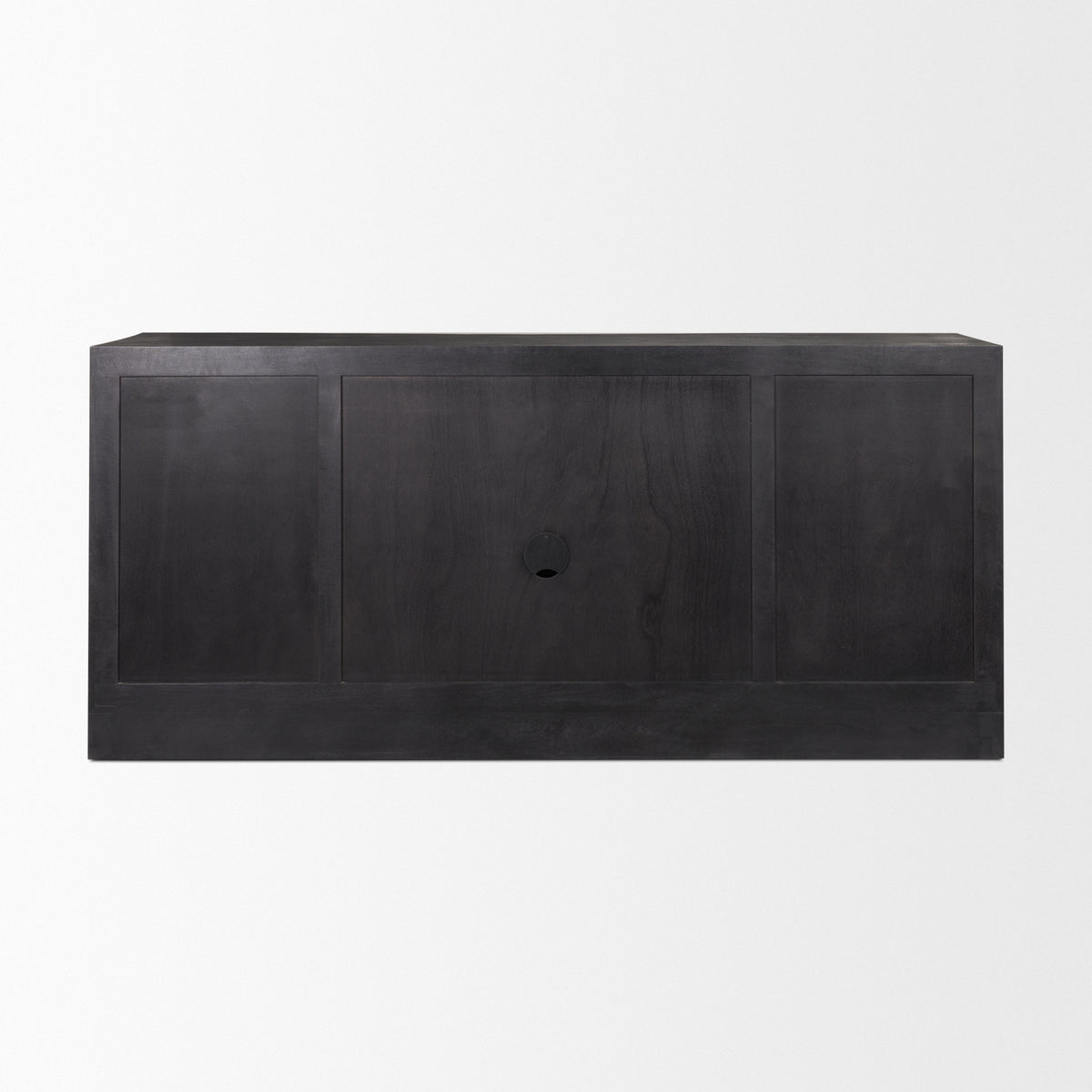Suri Black Wood 4‑Door Sideboard with Glass Panels