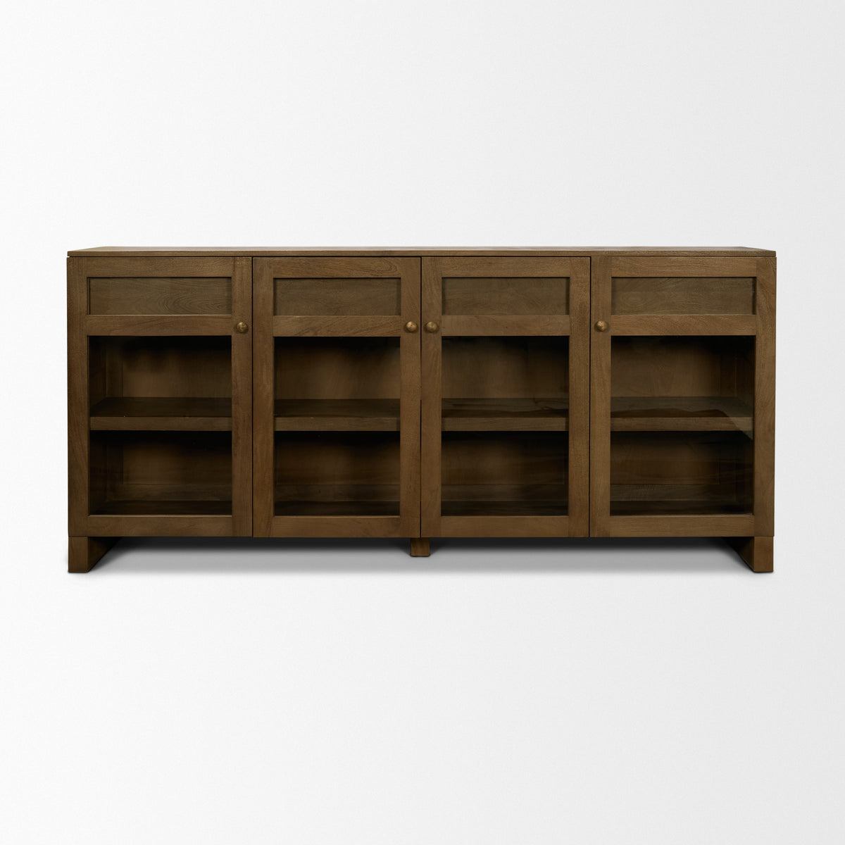 Suri 80 Inch Mid Brown Wood Sideboard with Glass Doors