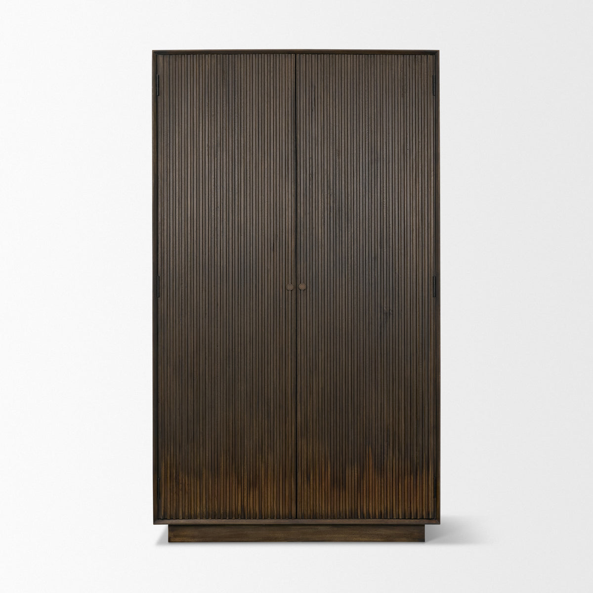 Cinder Distressed Dark Brown Wood Reeded 2‑Door Tall Cabinet