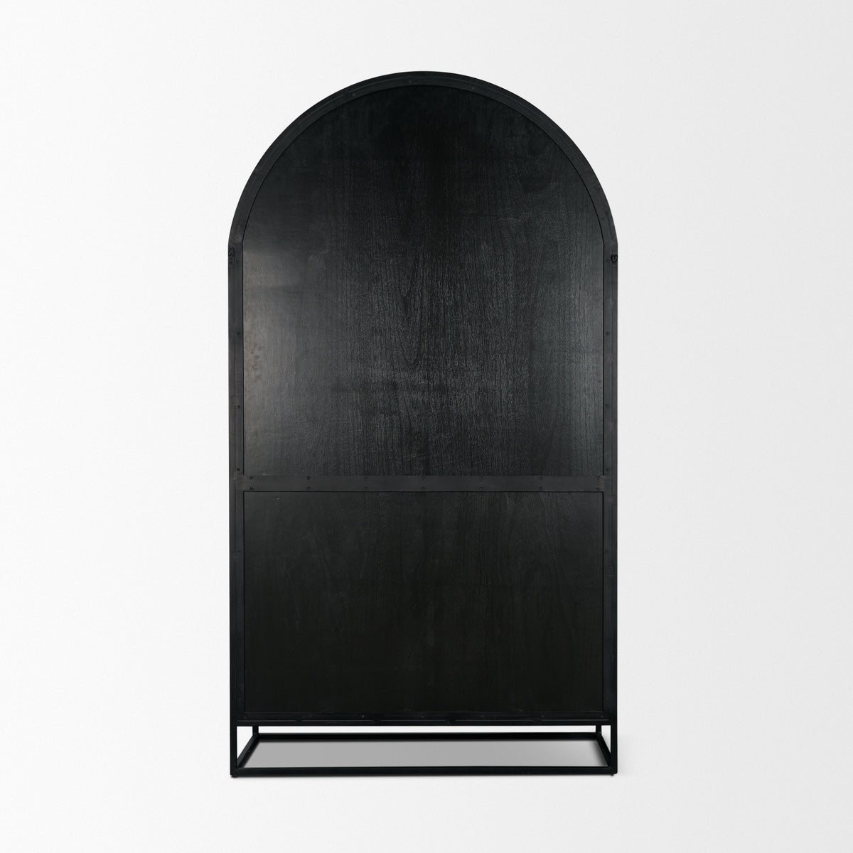 Sloan Light Brown Wood Black Metal Arched Cabinet
