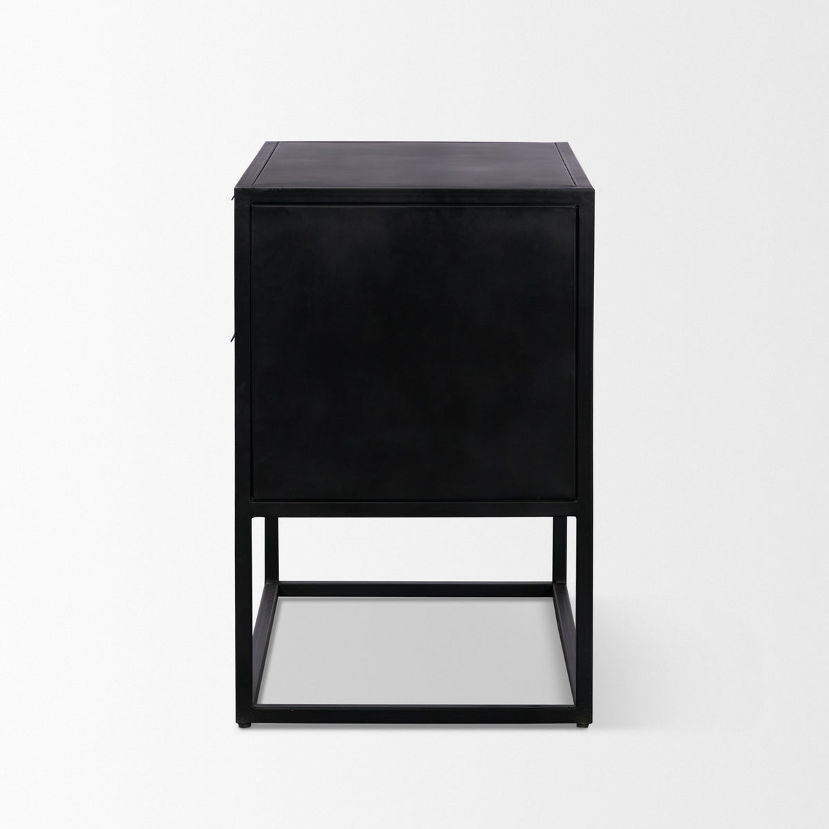 Sloan Light Brown Wood Side Table with Black Metal Frame