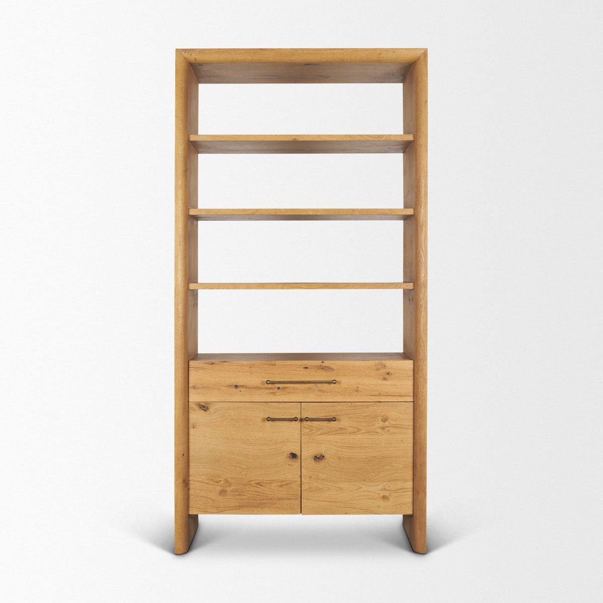 Belford 2‑Door Light Brown Oak Wood Shelving Unit
